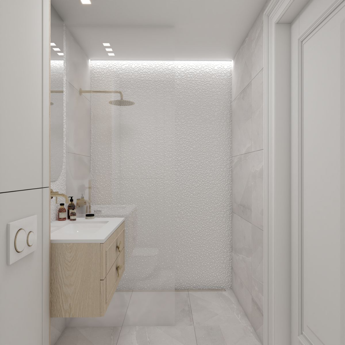 Prysznic w łazience w mieszkaniu na bydgoskim osiedlu